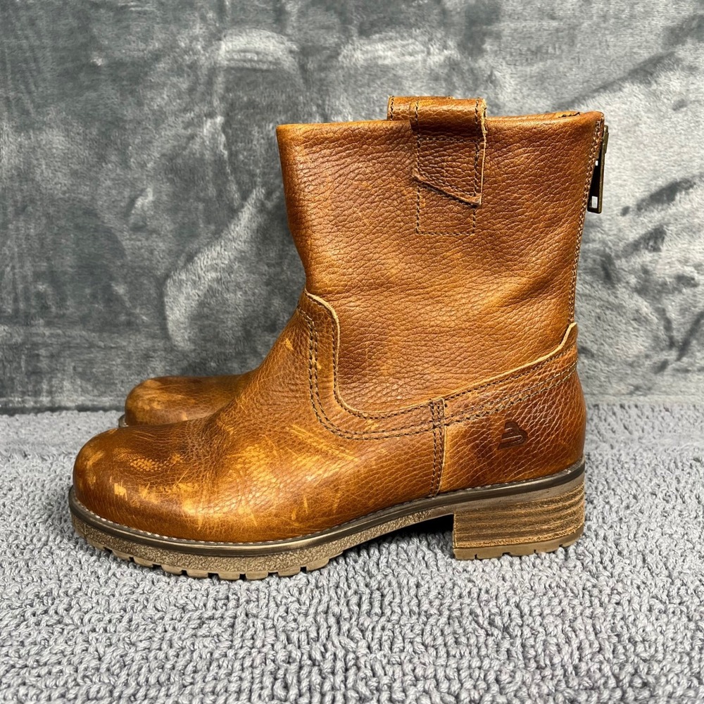 Bullboxer Polly Women Brown Leather Moto Ankle Boots Size 8M Made in Portugal